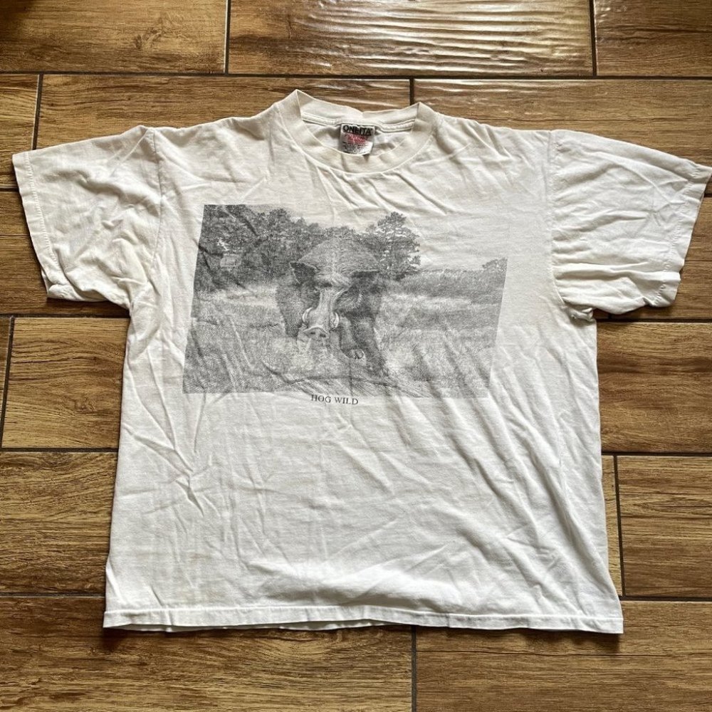 Vintage Hog Wild Arkansas Razorback Shirt Size Large Single Stitch